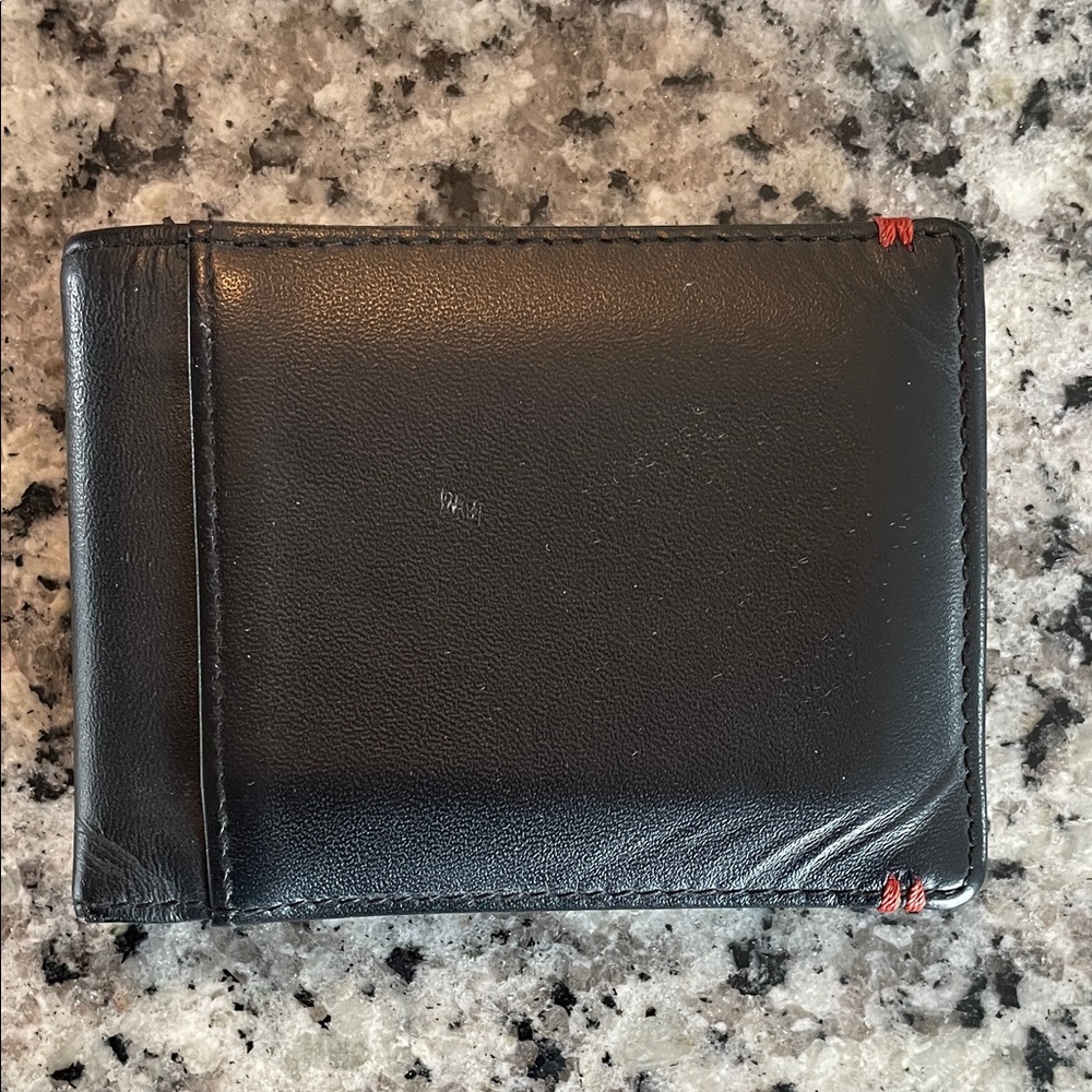 Lodis Black and Orange Leather Wallet with orange Stitching